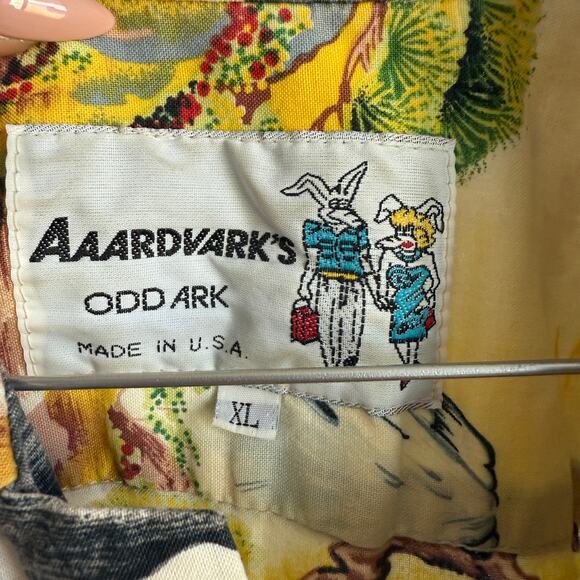Aardvark’s Odd Ark sz XL White Multicolor Scenic Japanese Print Button Up Shirt - Picture 4 of 7